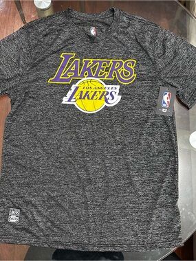 NBA Los Angeles Lakers Black Heather Tee with Purple and Yellow Logo